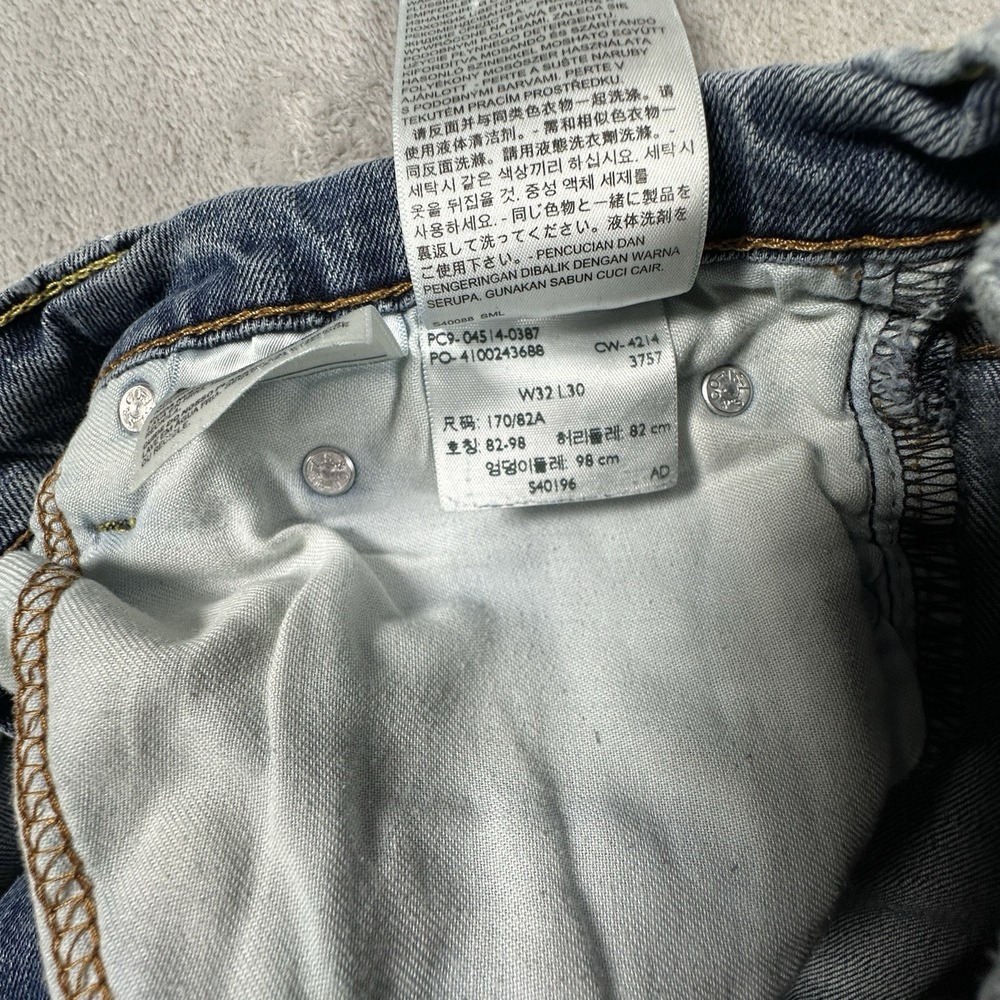 Levi's 514 Straight Fit Jeans Mens 32x30 Blue Denim Distressed Casual Classic - Picture 9 of 13